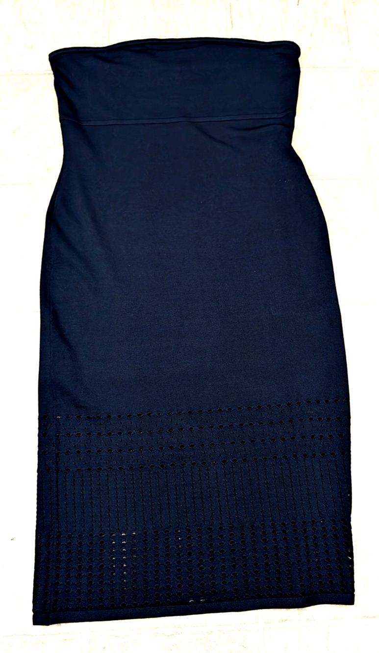 Guess sz XL knit Sweater Dress bodycon midi dark black sleeveless 0790